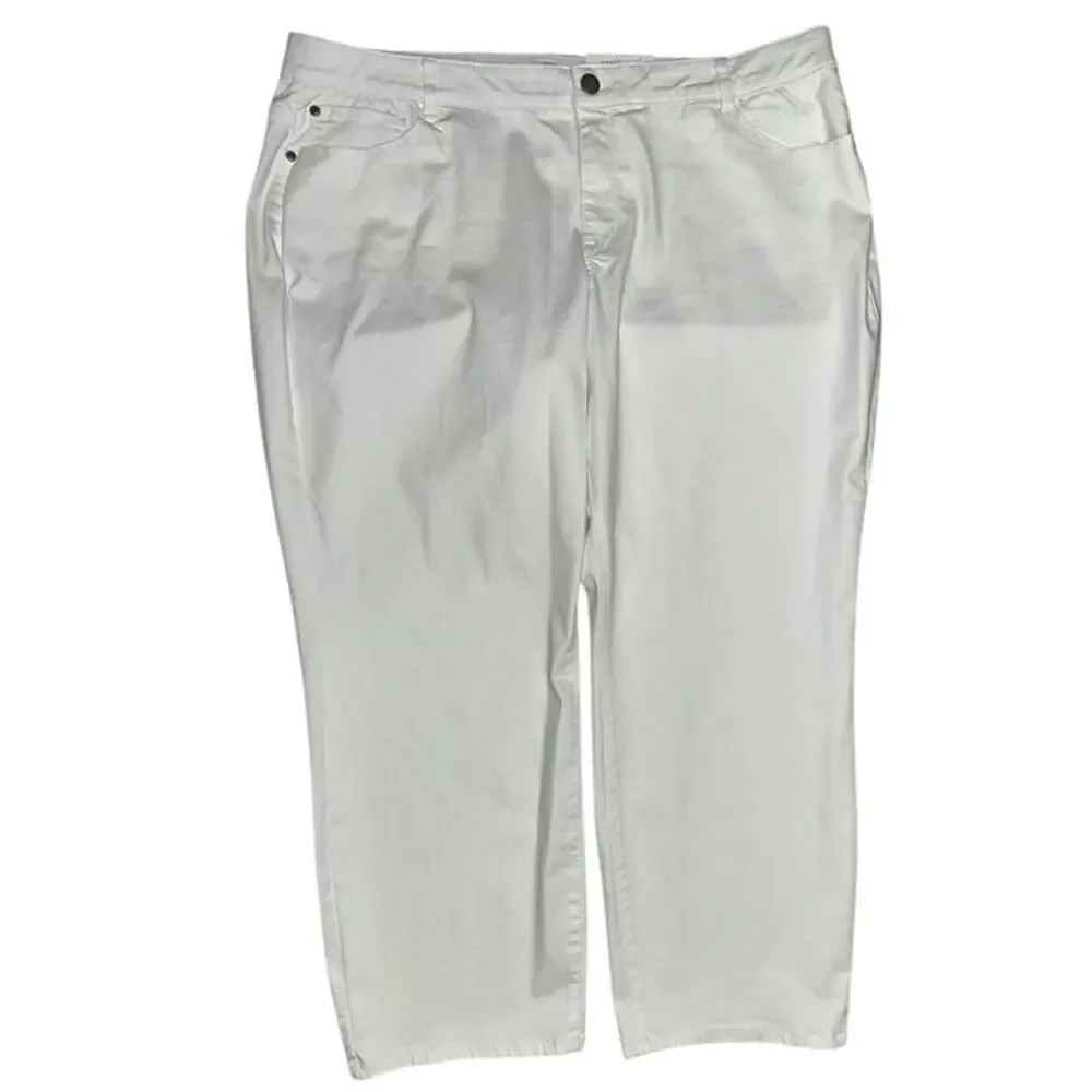 Westbound Woman 24W S Pants White Formula Fit Mid Rise Straight Tummy Panel Jean - Picture 1 of 6